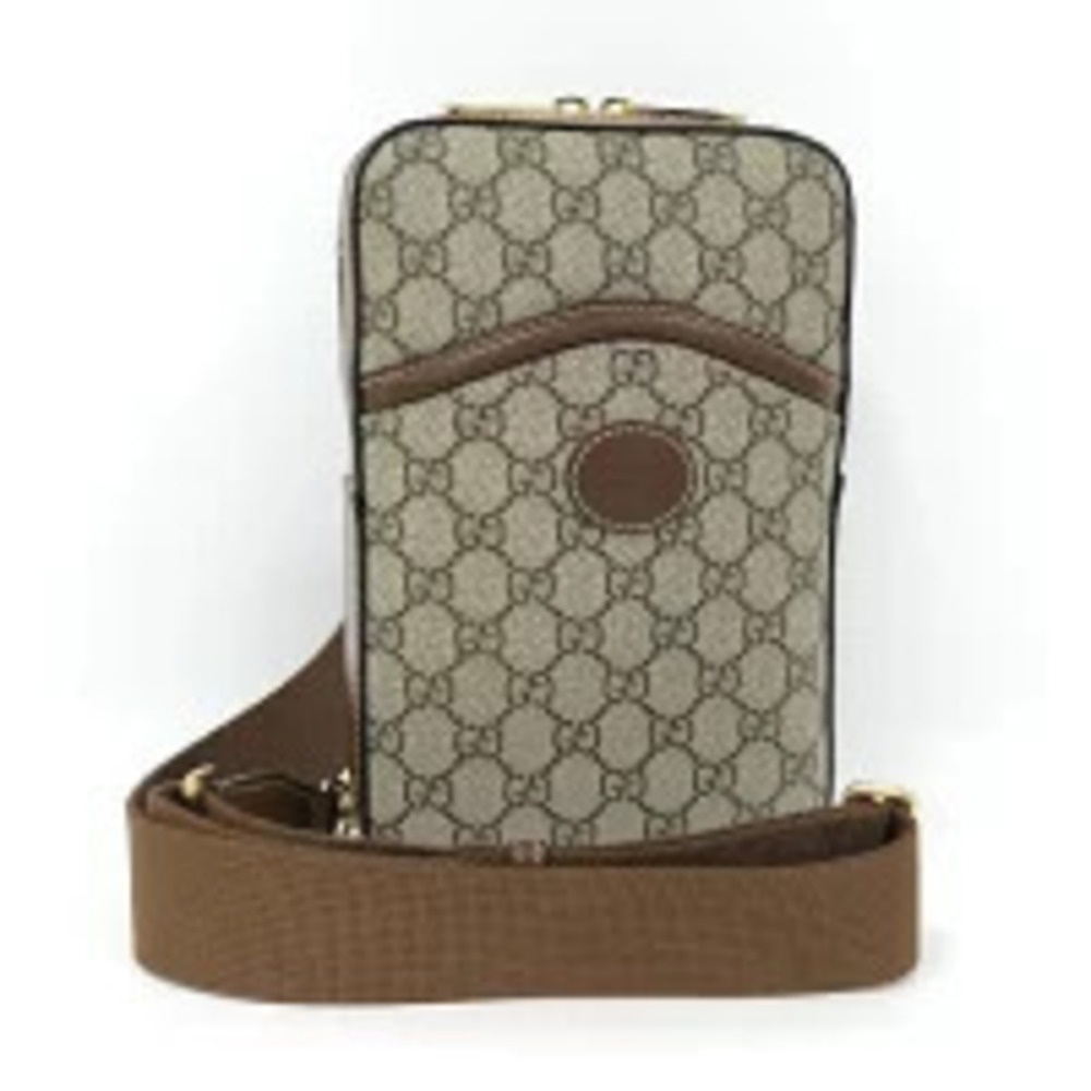 Gucci Shoulder Bag GG Supreme Leather Beige Cream Brown